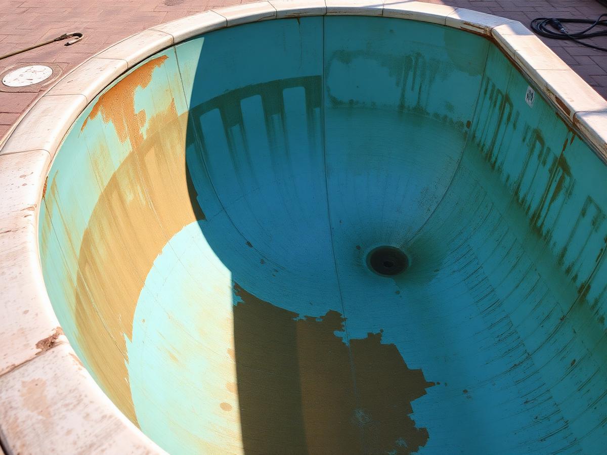 Avant — Rénovation d'une piscine en PVC armé Aquastone à Aix-en-Provence