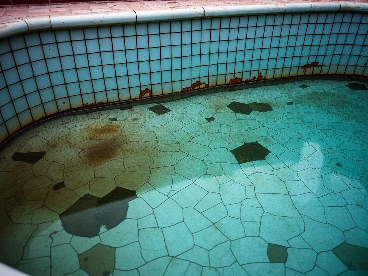 Avant — Rénovation d'une piscine forme libre en Aquasense White Riviera à Pertuis