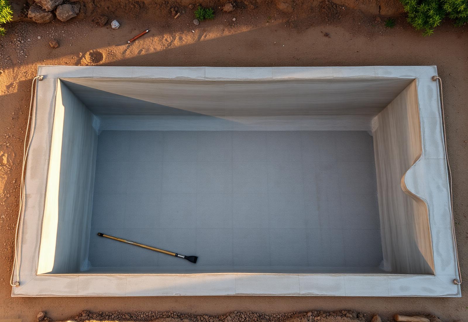 Bassin béton prêt pour la pose de PVC armé